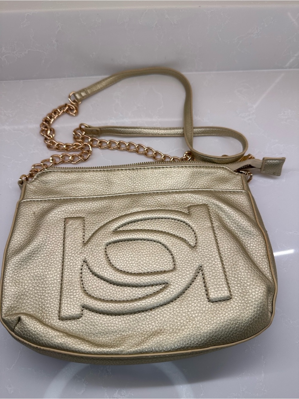 Authentic bebe Metallic Gold Crossbody Bag